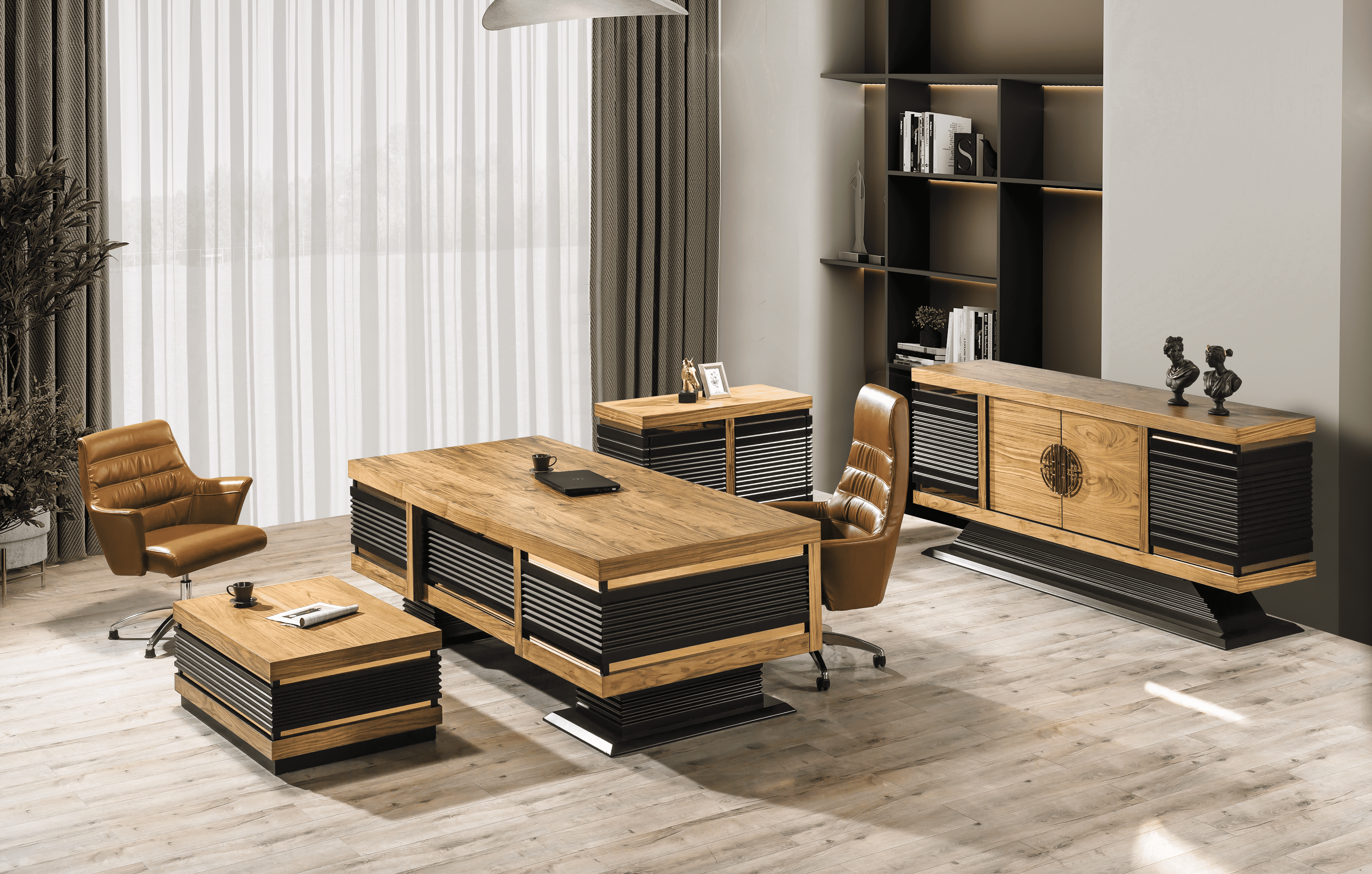 Stella Vip Meşe Makam Takımı - Ahşap Cilalı