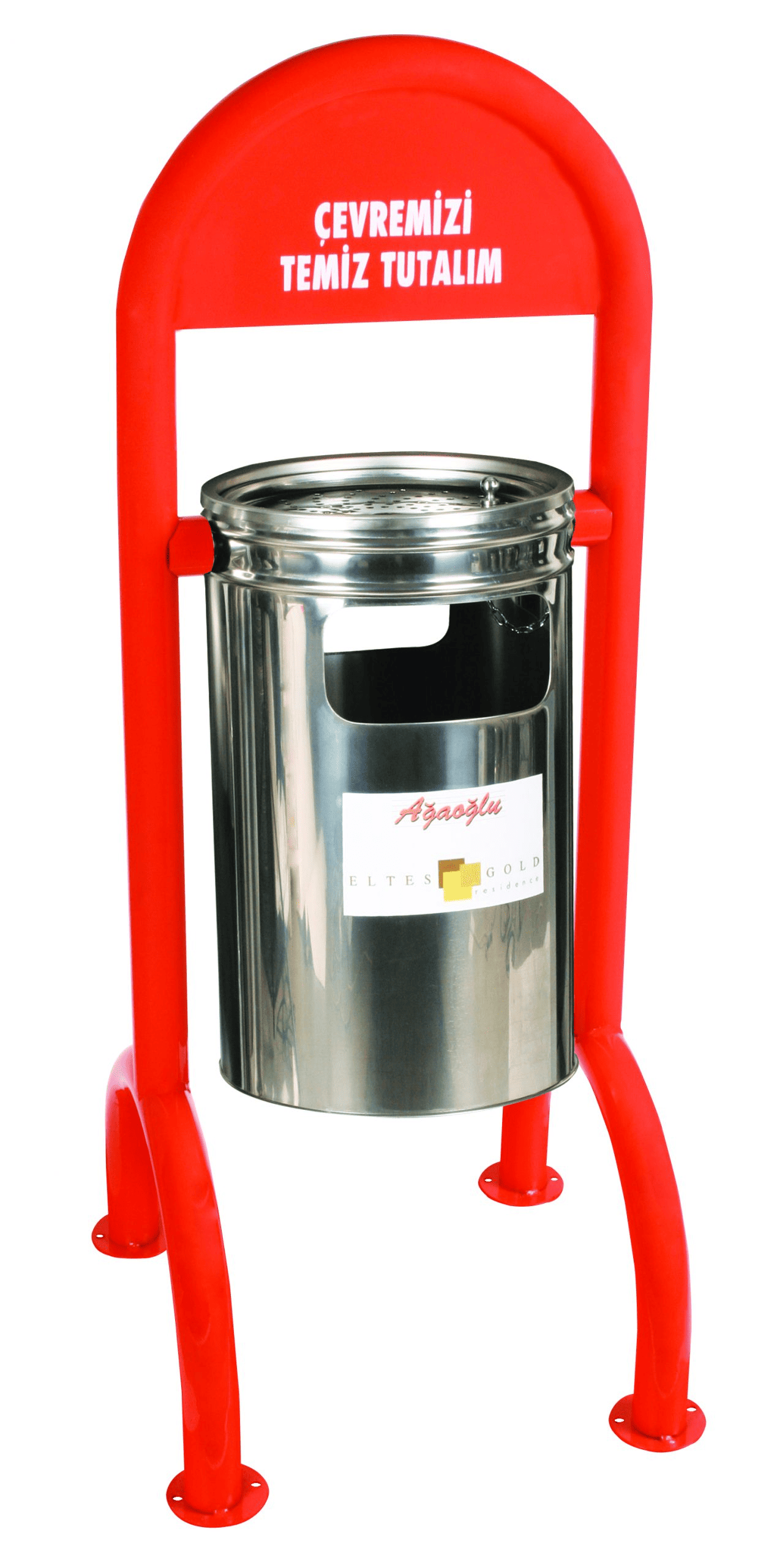 Dört Ayaklı Ayak Boyalı Çöp Kovası Paslanmaz Dış Mekan Çöp Kovası