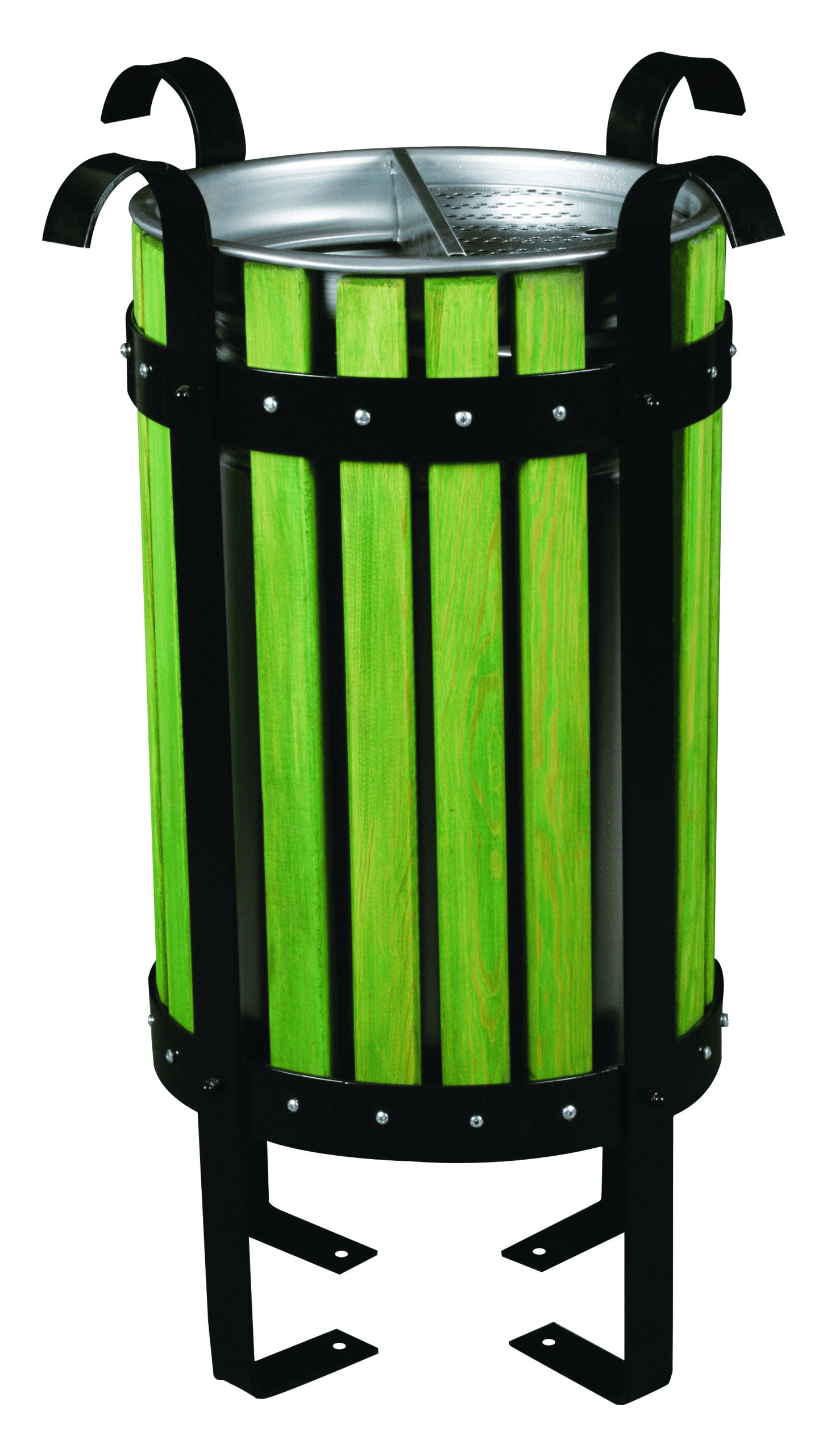 Ahşap Kaplamalı Lamalı Dış Mekan Çöp Kovası